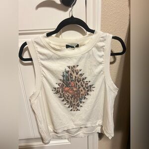 White Western Tank Topped With Bucking Bull